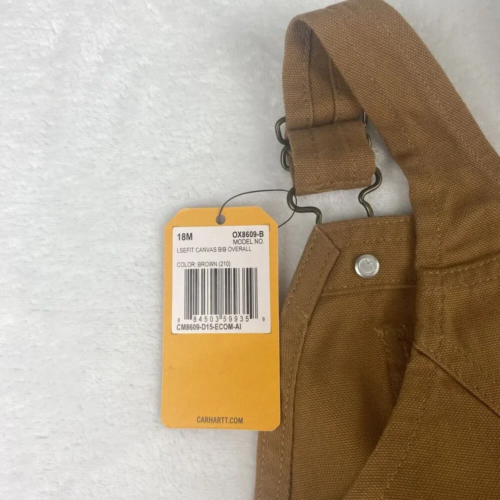 Carhartt Overalls Boys 18 Months Brown Duck Canvas Bib Pants Workwear